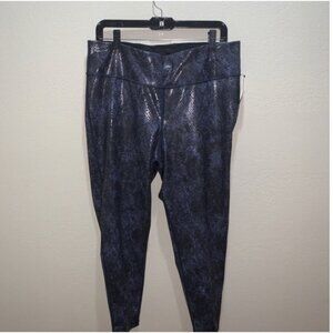 Ideology athletic cropped pants Sz 2X black blue Animal print new